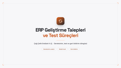 ERP Geliştirme Talepleri ve Test Süreçleri