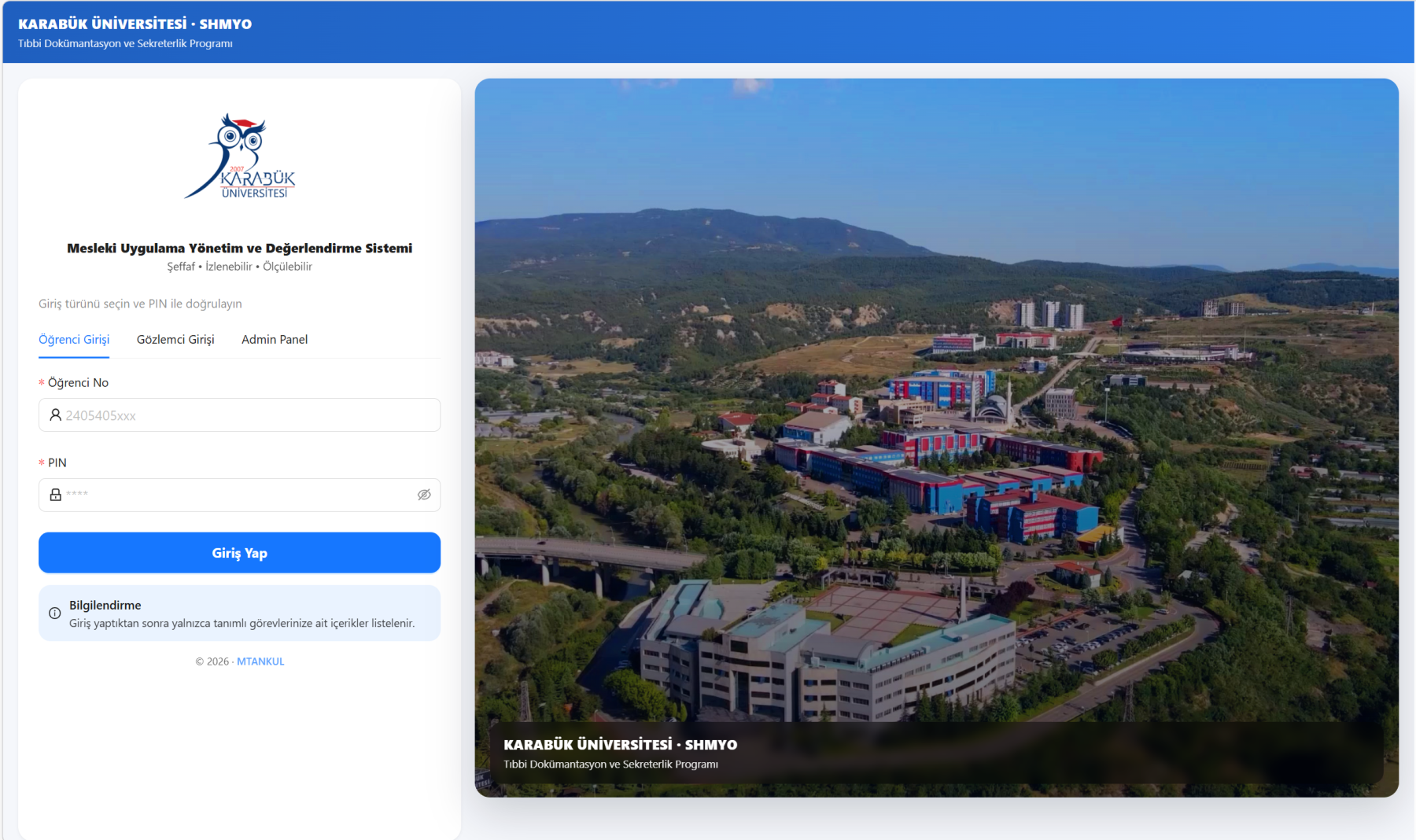 AI Destekli KBÜ Mesleki Uygulama Yönetim ve Değerlendirme Sistemi